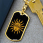 Tarot Card Sun Head Keychain Dog Tag Stainless Steel or 18k Gold-Express Your Love Gifts