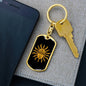 Tarot Card Sun Head Keychain Dog Tag Stainless Steel or 18k Gold-Express Your Love Gifts