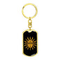 Tarot Card Sun Head Keychain Dog Tag Stainless Steel or 18k Gold-Express Your Love Gifts