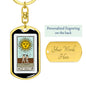 Tarot Card Sun Keychain Dog Tag Stainless Steel or 18k Gold-Express Your Love Gifts
