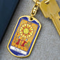 Tarot Card Sun Yellow Keychain Dog Tag Stainless Steel or 18k Gold-Express Your Love Gifts