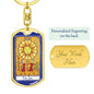 Tarot Card Sun Yellow Keychain Dog Tag Stainless Steel or 18k Gold-Express Your Love Gifts
