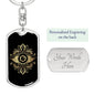 Tarot Card The Eye Keychain Dog Tag Stainless Steel or 18k Gold-Express Your Love Gifts