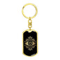 Tarot Card The Eye Keychain Dog Tag Stainless Steel or 18k Gold-Express Your Love Gifts