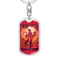 Tarot Card The Fool Red Keychain Dog Tag Stainless Steel or 18k Gold-Express Your Love Gifts