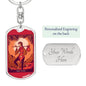 Tarot Card The Fool Red Keychain Dog Tag Stainless Steel or 18k Gold-Express Your Love Gifts