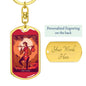 Tarot Card The Fool Red Keychain Dog Tag Stainless Steel or 18k Gold-Express Your Love Gifts