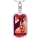 Tarot Card The Hanged ManRed Keychain Dog Tag Stainless Steel or 18k Gold-Express Your Love Gifts
