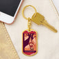 Tarot Card The Hanged ManRed Keychain Dog Tag Stainless Steel or 18k Gold-Express Your Love Gifts