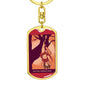 Tarot Card The Hanged ManRed Keychain Dog Tag Stainless Steel or 18k Gold-Express Your Love Gifts