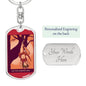Tarot Card The Hanged ManRed Keychain Dog Tag Stainless Steel or 18k Gold-Express Your Love Gifts