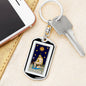 Tarot Card The Stars Keychain Dog Tag Stainless Steel or 18k Gold-Express Your Love Gifts