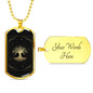 Tarot Card Tree Of Life Necklace Stainless Steel or 18k Gold Dog Tag 24"-Express Your Love Gifts