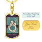 Tarot Card Wheel Of Fortune Keychain Dog Tag Stainless Steel or 18k Gold-Express Your Love Gifts