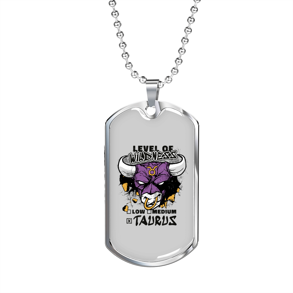 Taurus Wildness Zodiac Necklace Stainless Steel or 18k Gold Dog Tag 24" Chain-Express Your Love Gifts