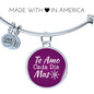 Te Amo Cada Dia Mas Circle Pendant Bangle Stainless Steel or 18k Gold 18-22"-Express Your Love Gifts