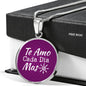 Te Amo Cada Dia Mas Plain Circle Necklace Stainless Steel or 18k Gold 18-22"-Express Your Love Gifts