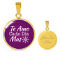 Te Amo Cada Dia Mas Plain Circle Necklace Stainless Steel or 18k Gold 18-22"-Express Your Love Gifts