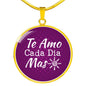 Te Amo Cada Dia Mas Plain Circle Necklace Stainless Steel or 18k Gold 18-22"-Express Your Love Gifts