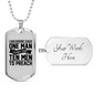 Teach Man To Pray Christian Necklace Stainless Steel or 18k Gold Dog Tag 24" Chain-Express Your Love Gifts