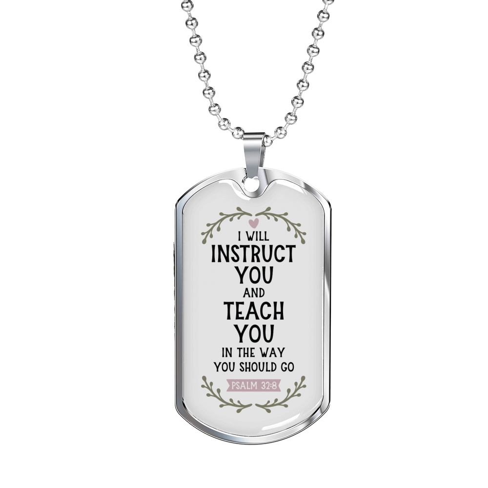 Teach You Christian Necklace Stainless Steel or 18k Gold Dog Tag 24" Chain-Express Your Love Gifts