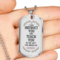Teach You Christian Necklace Stainless Steel or 18k Gold Dog Tag 24" Chain-Express Your Love Gifts
