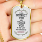 Teach You Christian Necklace Stainless Steel or 18k Gold Dog Tag 24" Chain-Express Your Love Gifts