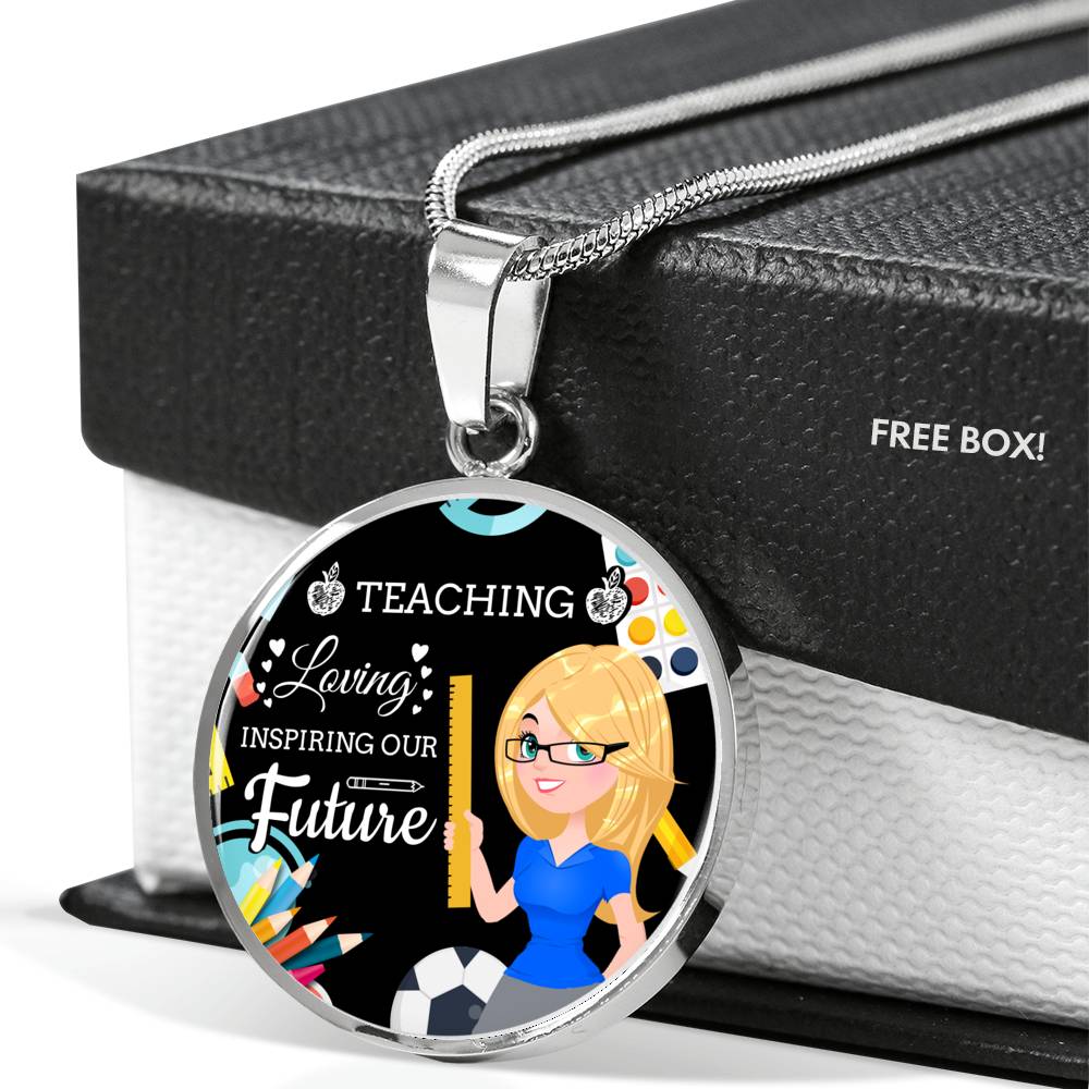 Teacher Appreciation Future Teacher Gift Circle Pendant Stainless Steel or 18k Gold 18-22"-Express Your Love Gifts