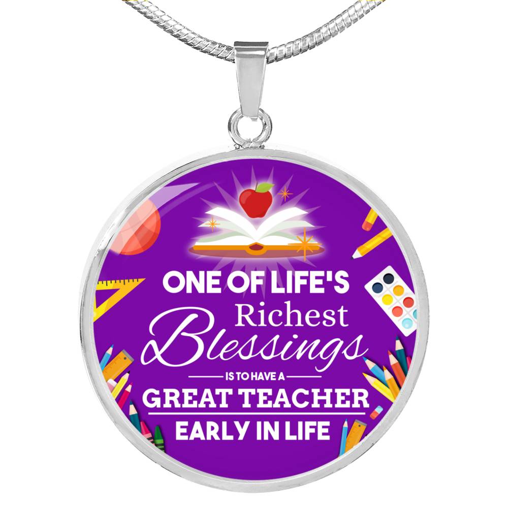 Teacher Appreciation Gift Circle Necklace Stainless Steel or 18k Gold 18-22"-Express Your Love Gifts