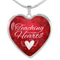 Teaching Is A Work Of Heart Necklace Stainless Steel or 18k Gold Heart Pendant 18-22"-Express Your Love Gifts