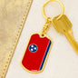 Tennessee State Flag Keychain Dog Tag Stainless Steel or 18k Gold-Express Your Love Gifts