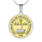 Tennessee State Seal Necklace Circle Pendant Stainless Steel or 18k Gold 18-22"-Express Your Love Gifts