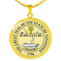 Tennessee State Seal Necklace Circle Pendant Stainless Steel or 18k Gold 18-22"-Express Your Love Gifts