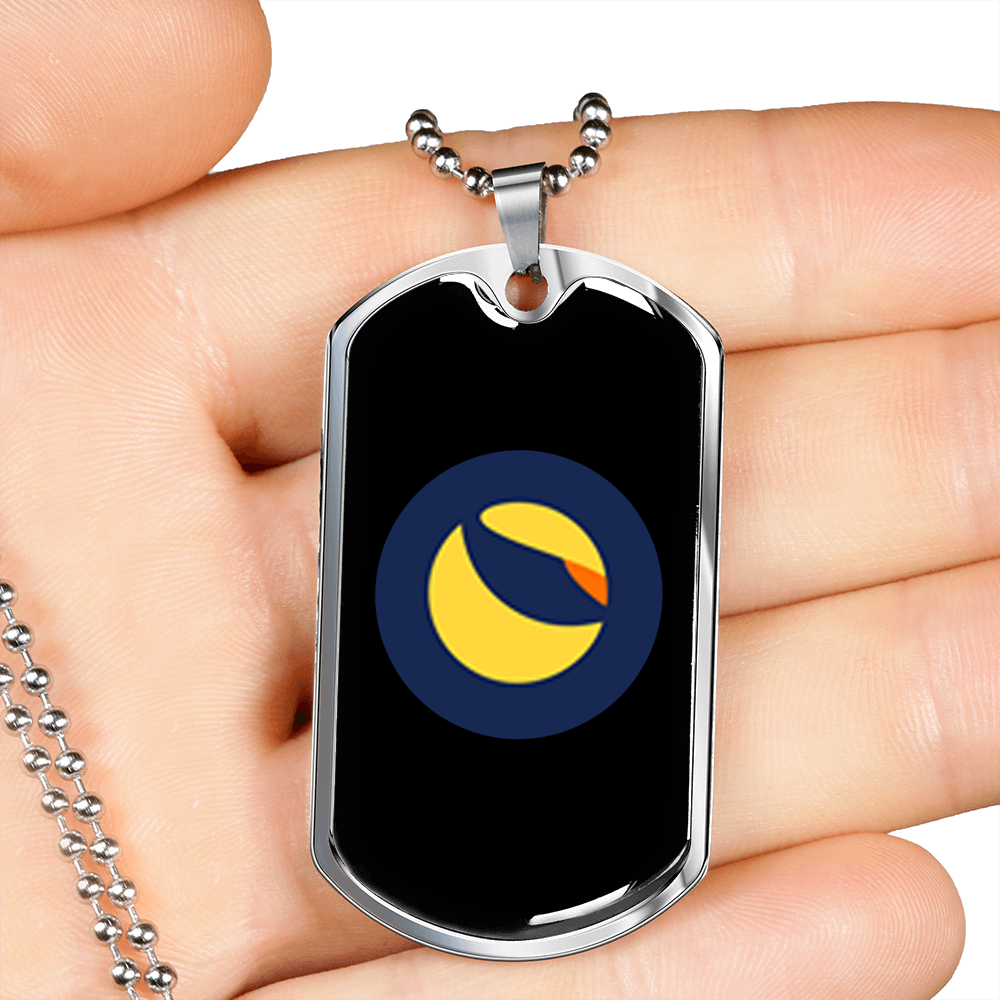 Terra (LUNA) Crypto Necklace Stainless Steel or 18k Gold Dog Tag 24" Chain-Express Your Love Gifts