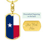 Texas State Flag Keychain Dog Tag Stainless Steel or 18k Gold-Express Your Love Gifts