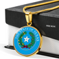 Texas State Seal Necklace Circle Pendant Stainless Steel or 18k Gold 18-22"-Express Your Love Gifts