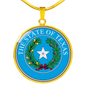 Texas State Seal Necklace Circle Pendant Stainless Steel or 18k Gold 18-22"-Express Your Love Gifts