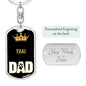 Thai Cat Dad King Keychain Stainless Steel or 18k Gold-Express Your Love Gifts