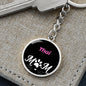 Thai Cat Mom Keychain Stainless Steel or 18k Gold Circle Pendant-Express Your Love Gifts