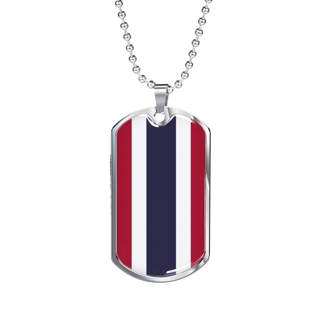 Thailand Flag Necklace Stainless Steel or 18k Gold Dog Tag 24" Chain-Express Your Love Gifts