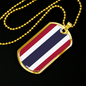 Thailand Flag Necklace Stainless Steel or 18k Gold Dog Tag 24" Chain-Express Your Love Gifts