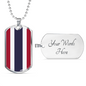 Thailand Flag Necklace Stainless Steel or 18k Gold Dog Tag 24" Chain-Express Your Love Gifts