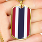 Thailand Flag Necklace Stainless Steel or 18k Gold Dog Tag 24" Chain-Express Your Love Gifts