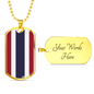 Thailand Flag Necklace Stainless Steel or 18k Gold Dog Tag 24" Chain-Express Your Love Gifts