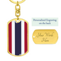 Thailand Flag Swivel Keychain Dog Tag Stainless Steel or 18k Gold-Express Your Love Gifts