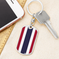 Thailand Flag Swivel Keychain Dog Tag Stainless Steel or 18k Gold-Express Your Love Gifts