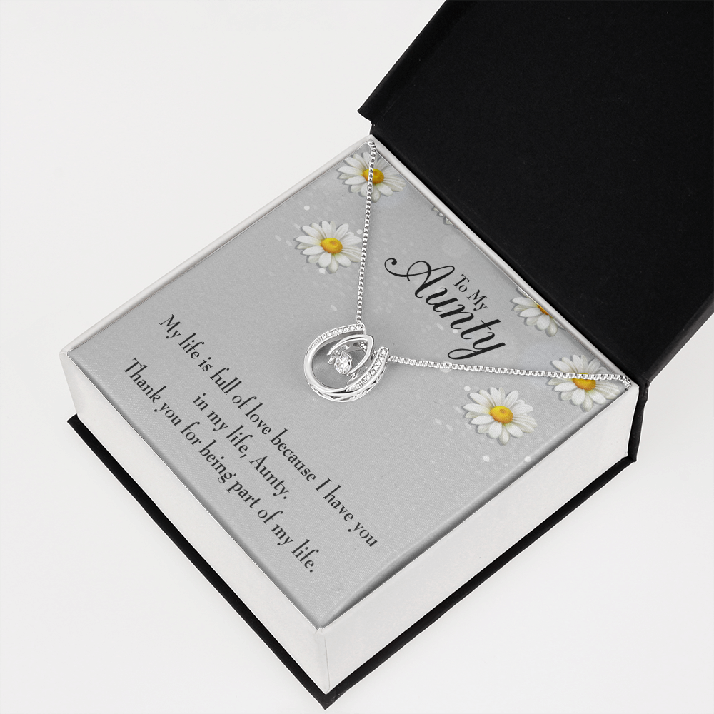 Thank You Auntie Lucky Horseshoe Necklace Message Card 14k w CZ Crystals-Express Your Love Gifts