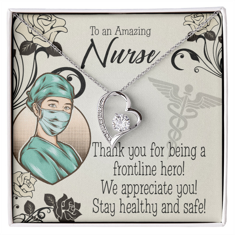 Thank You Frontliner Hero Healthcare Medical Worker Nurse Appreciation Gift Worker Forever Necklace w Message Card-Express Your Love Gifts