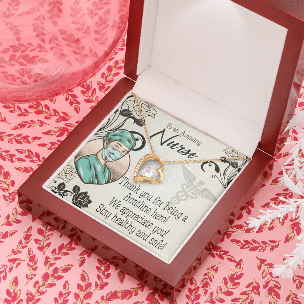 Thank You Frontliner Hero Healthcare Medical Worker Nurse Appreciation Gift Worker Forever Necklace w Message Card-Express Your Love Gifts