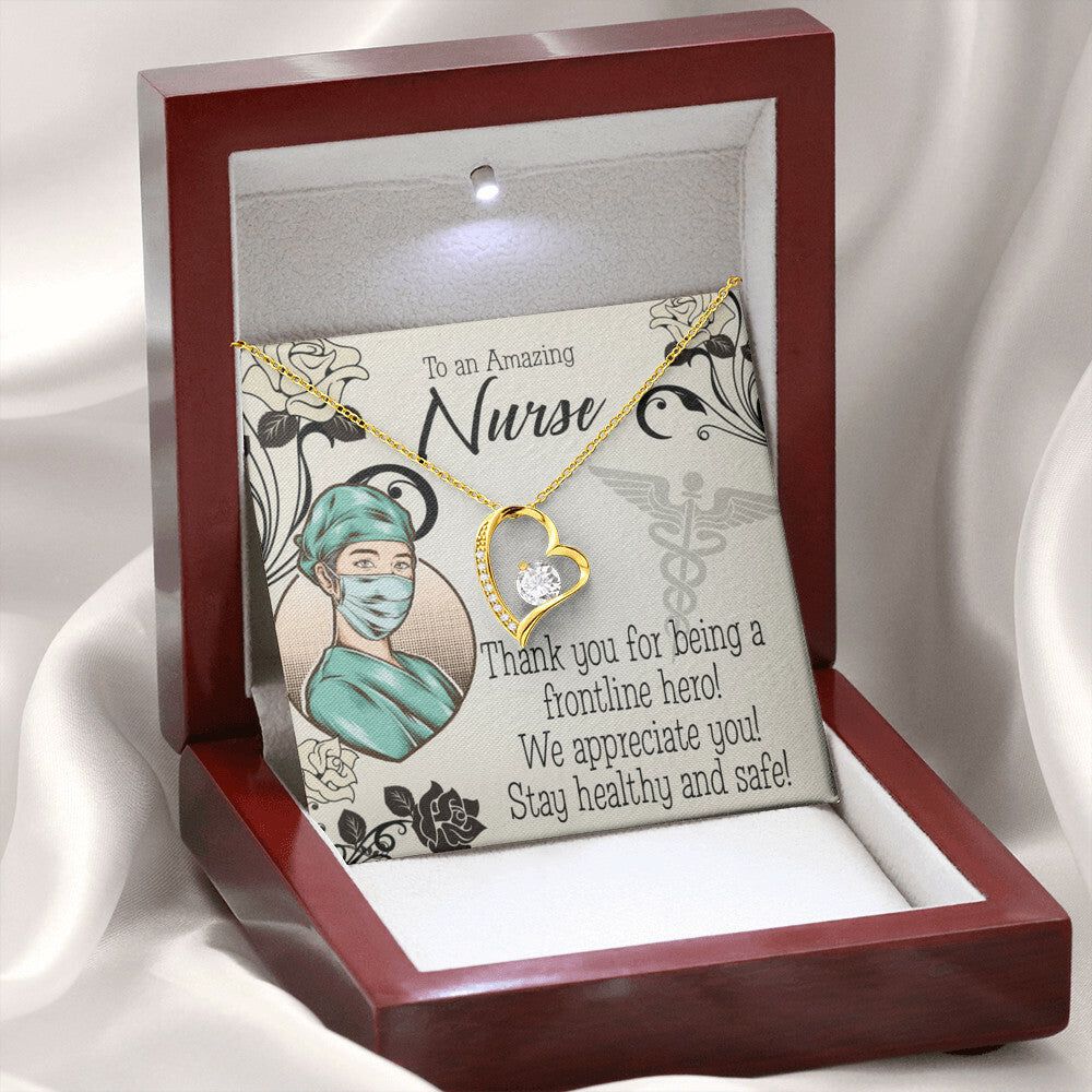 Thank You Frontliner Hero Healthcare Medical Worker Nurse Appreciation Gift Worker Forever Necklace w Message Card-Express Your Love Gifts